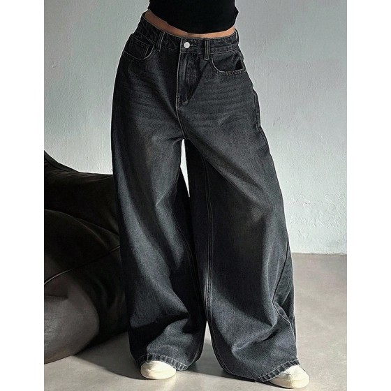 Women s Distressed Washed Wide Leg Jeans