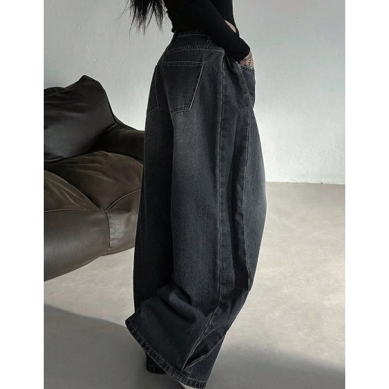 Women s Distressed Washed Wide Leg Jeans