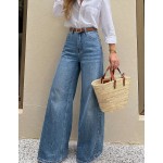 Autumn New Retro High Waist Straight Leg Jeans Loose Wide Leg Pants For Women American Chic Design Casual Spring Streetwear Fall