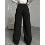 Women s Solid Color Front Tie Simple Straight Leg Sweatpants Casual Daily Wear Graduation Teacher For Women Back To School