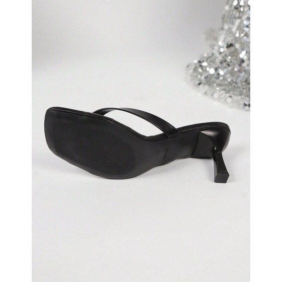 Multiple Strap Criss Cross Open Toe Square Toe Stiletto High Heel Mules Black High Heel Slides Comfortable White High Heels Kitten Heel Style Gold