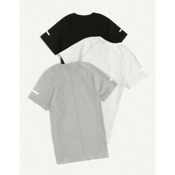 3pcs Letter Graphic Raglan Sleeve Sports Tee Gym Top