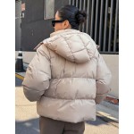 Pocket Side Zipper Hooded Padded Coat Winter Women Clothes Padded Coat Women Jacket School