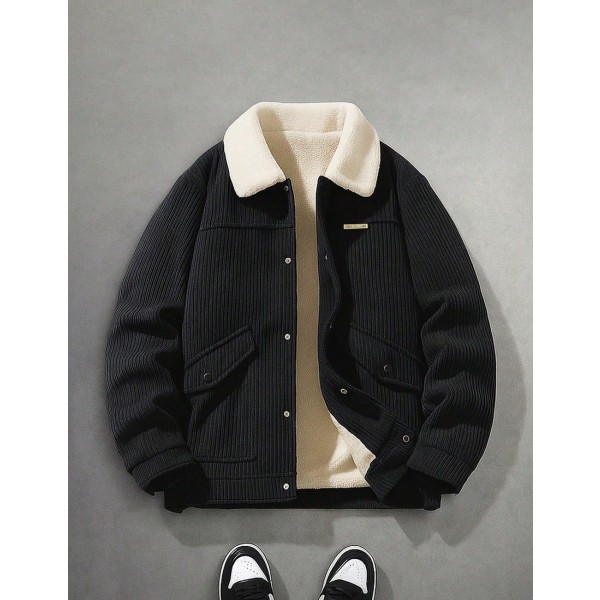 Men s Casual Minimalist Outdoor Long Sleeve Jacket Thermal Lined Thickened Jacket With Collar Suitable For Autumn Winter