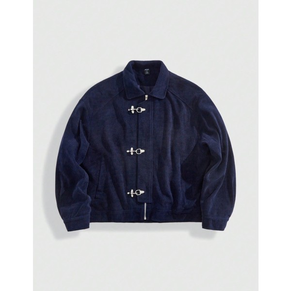MEN Spring Casual Graphic Men S Autumn Long Sleeve Button Up Corduroy Collar Jacket