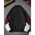 Men Long Sleeve Color Block Zipper Outdoor Windbreaker Jacket