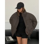 Women's Solid Color Pocket Thermal Lined Long Sleeve Padded Coat For Winter, Winter Women Clothes, Winter Coat Women Jacket