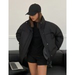 Women's Solid Color Pocket Thermal Lined Long Sleeve Padded Coat For Winter, Winter Women Clothes, Winter Coat Women Jacket