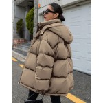 Women Casual Solid Color Hooded Padded Coat Winter Winter Women Clothes Padded Coat Women Jacket School