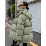 Women Casual Solid Color Hooded Padded Coat Winter Winter Women Clothes Padded Coat Women Jacket School