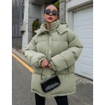Women Casual Solid Color Hooded Padded Coat Winter Winter Women Clothes Padded Coat Women Jacket School