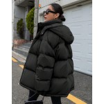 Women Casual Solid Color Hooded Padded Coat Winter Winter Women Clothes Padded Coat Women Jacket School