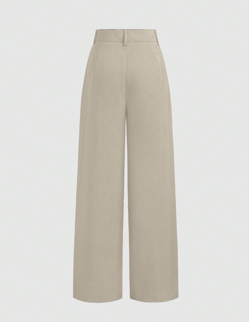 Minimalist Design Thin Slightly Sheer Navy Blue Solid Color Suit Pants With Zipper And Hook Closure Wide Leg Slimming All-Season Fashion Trousers