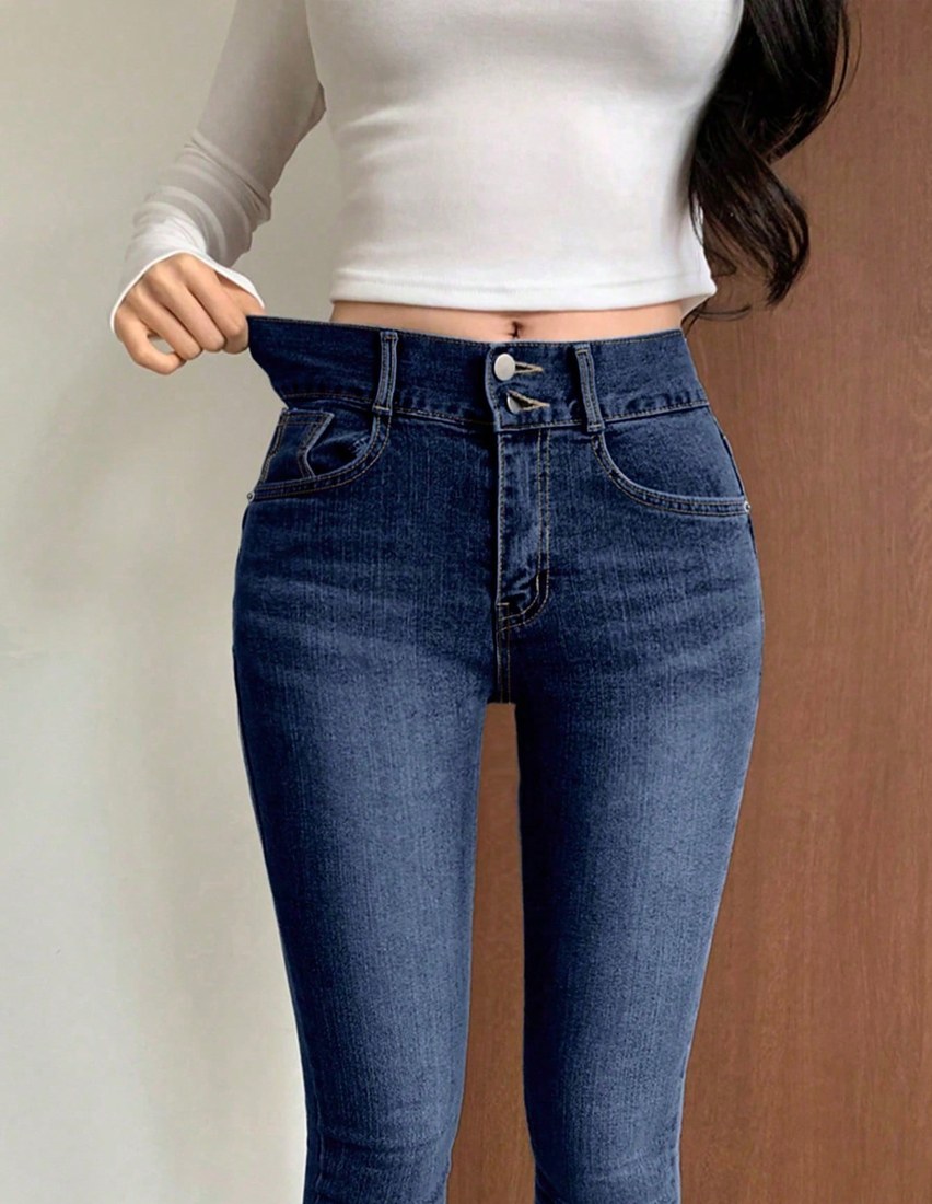 Women s Pocket Skinny Casual Versatile Denim Jeans High Waisted Jeans
