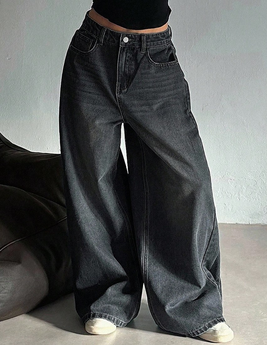 Women s Distressed Washed Wide Leg Jeans