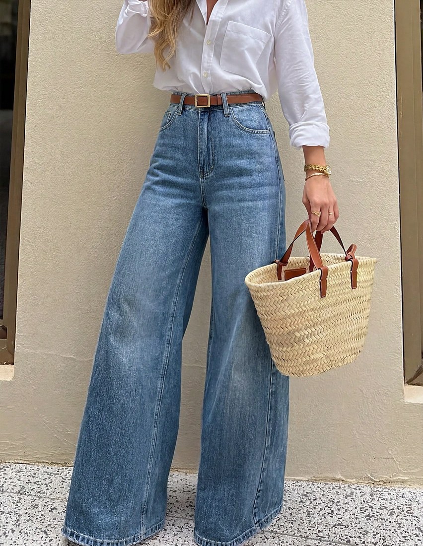 Autumn New Retro High Waist Straight Leg Jeans Loose Wide Leg Pants For Women American Chic Design Casual Spring Streetwear Fall