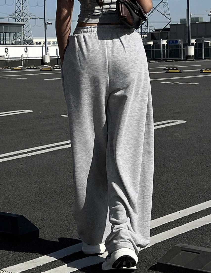 纯色宽松捏褶长裤运动休闲春季女士卫裤