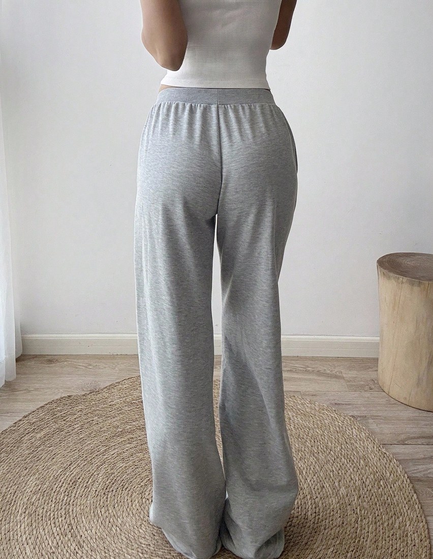 Women Summer Loose Casual Joggers Light Grey Winter Athleisure Gym Back To School Number 87 Embroidery Low Waist Drawstring Flared Leg Vintage Sports