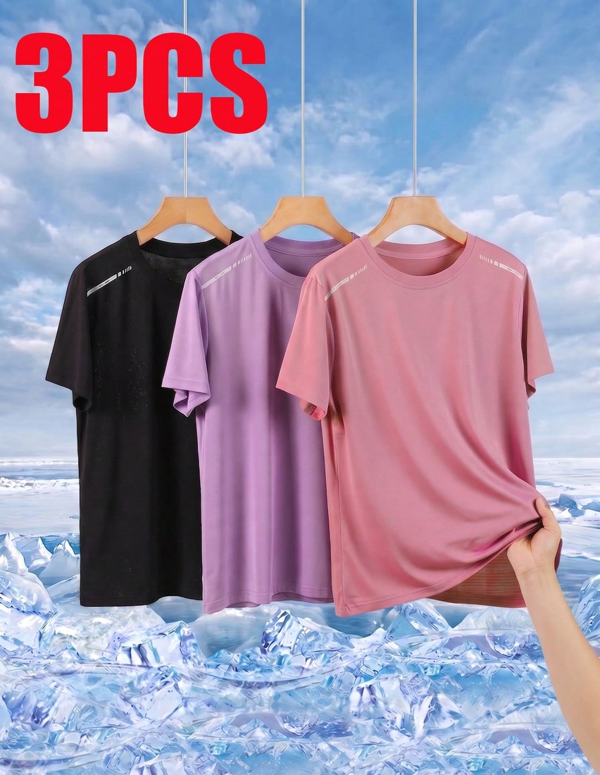 Women s Summer Quick Dry Short Sleeve 3 Pieces Set Suitable For Daily Casual Wear And Running Cycling Ball Sports And Fitness