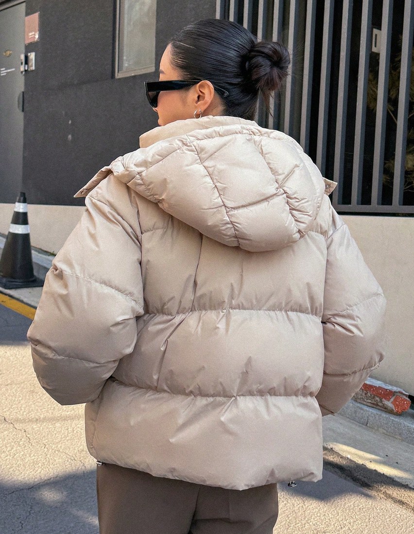Pocket Side Zipper Hooded Padded Coat Winter Women Clothes Padded Coat Women Jacket School