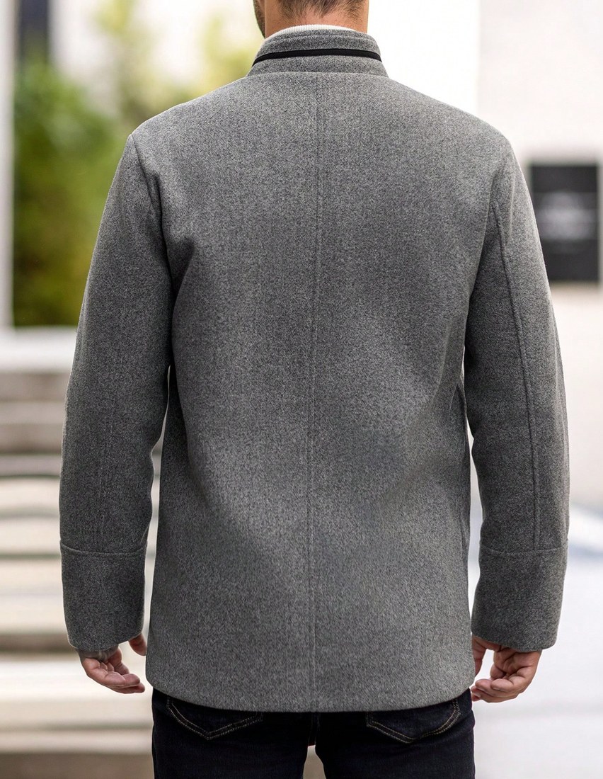 Men s Long Sleeve Casual Contrast Color Overcoat Autumn Winter Going Out Warm Light Grey Overcoat For Friends Husband Boyfriend Gifts