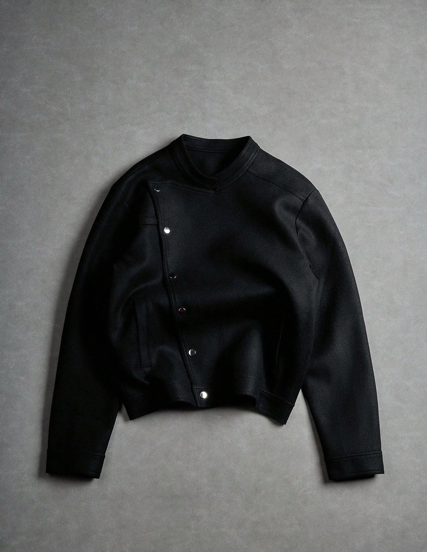 Men s Oblique Button Long Sleeve Jacket Asymmetrical Design Casual Recommended Gift For Husband Boyfriend Friend Black Cropped Men Fall
