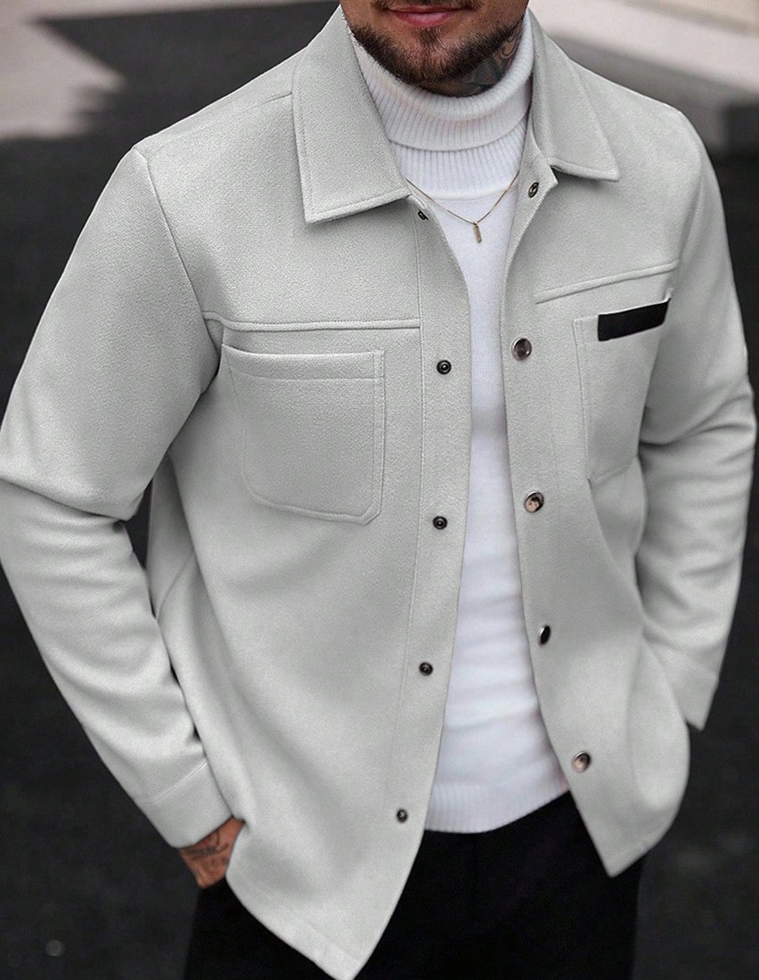 Men Solid Color Casual Long Sleeve Overcoat Suitable For Autumn And Winter Overcoat Men Summer Overcoat Grey Button Up Overcoat