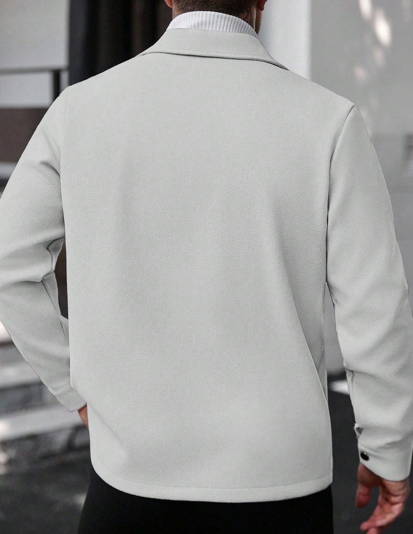 Men Solid Color Casual Long Sleeve Overcoat Suitable For Autumn And Winter Overcoat Men Summer Overcoat Grey Button Up Overcoat