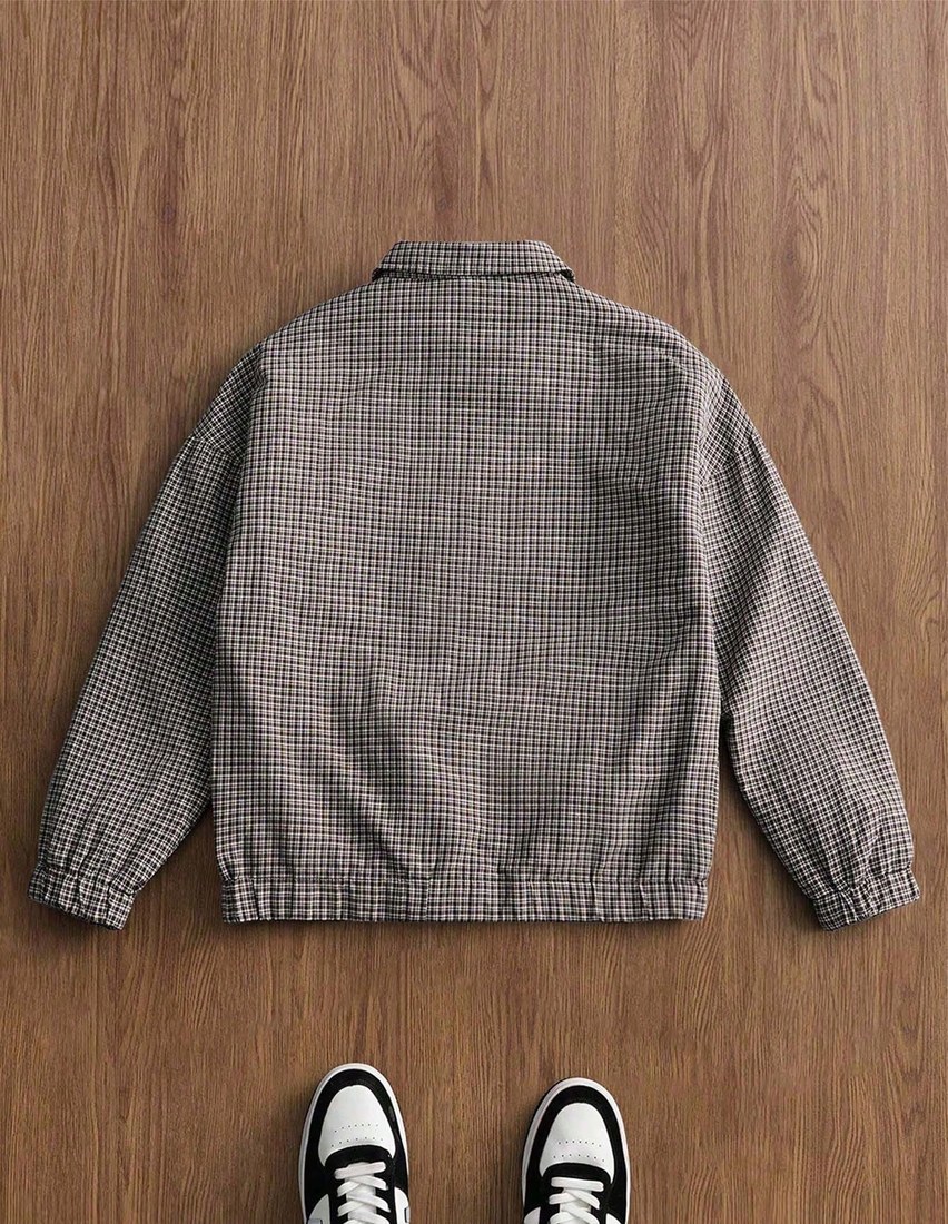 Men s Casual Jacket INS Streetwear Plaid Zip Up Loose Suitable For All Seasons Music Festivals And Daily Matching Boyfriend Husband Gift Y2K