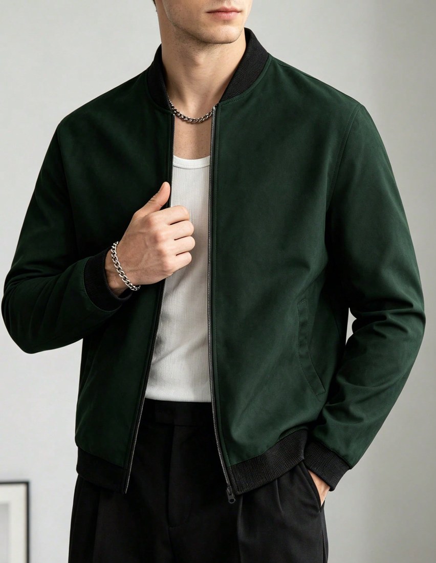 女士女装 Manfinity Homme Men s Baseball Collar Color Block Zipper Casual Versatile Daily Wear Long Sleeve Jacket